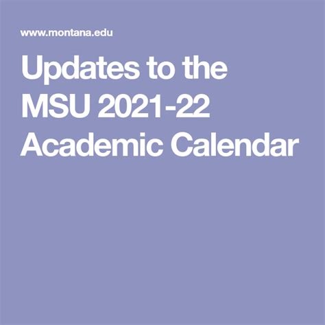 Msu 2021 22 Academic Calendar